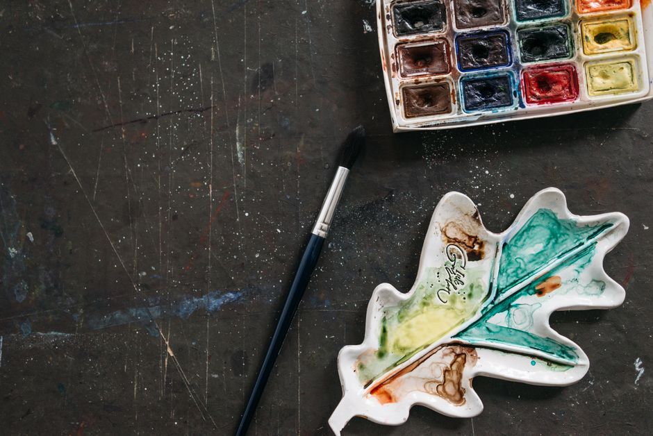 workshop plate and painting